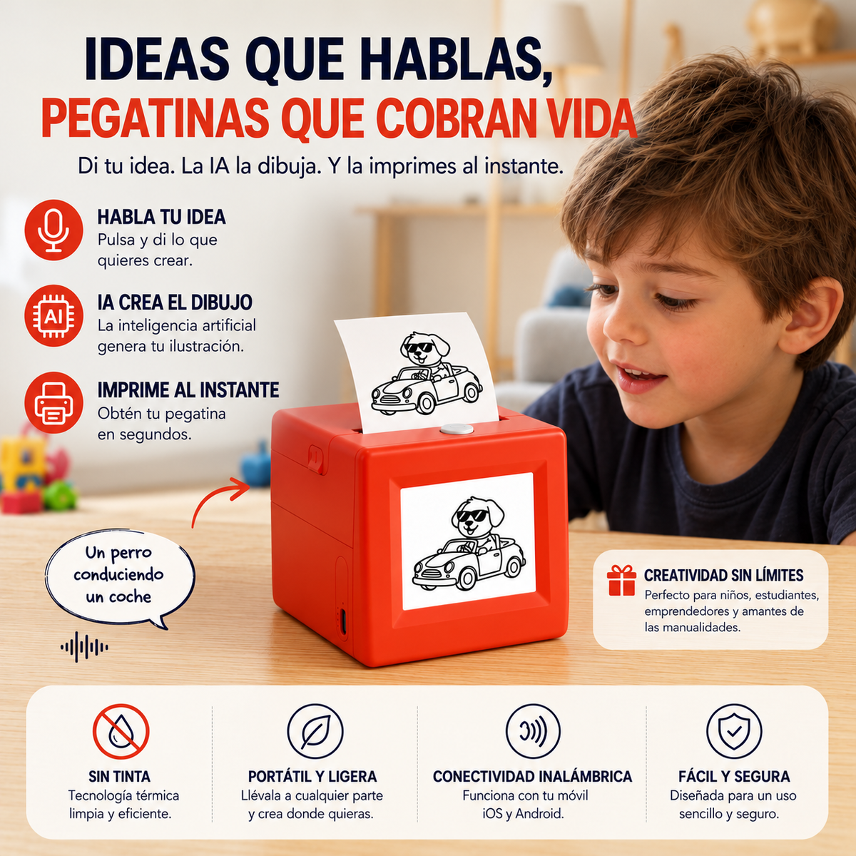 PrintyGo™ — Impresora de Pegatinas con IA y Voz